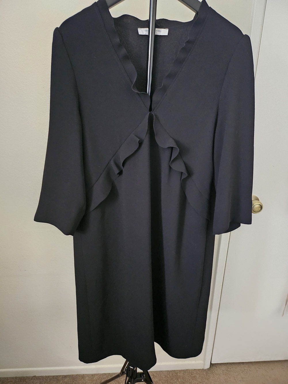 Gerard Darel Black Dress with Subtle Ruffle Detail